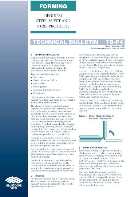 Technical Bulletin Tb F4 Forming Bluescope Steel