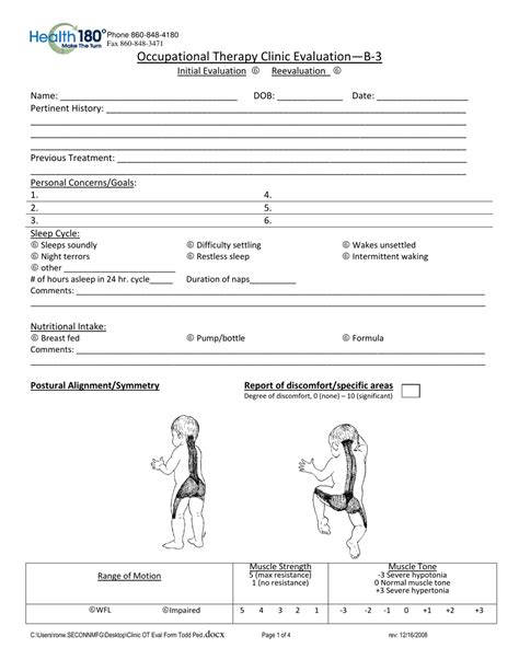 Occupational Therapy Clinic Evaluation Form Health180 Fill Out