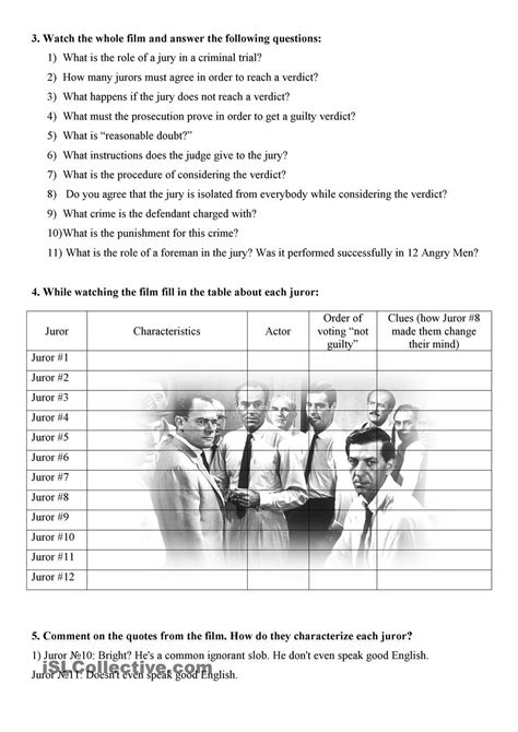 12 Angry Men Worksheet Quizlet