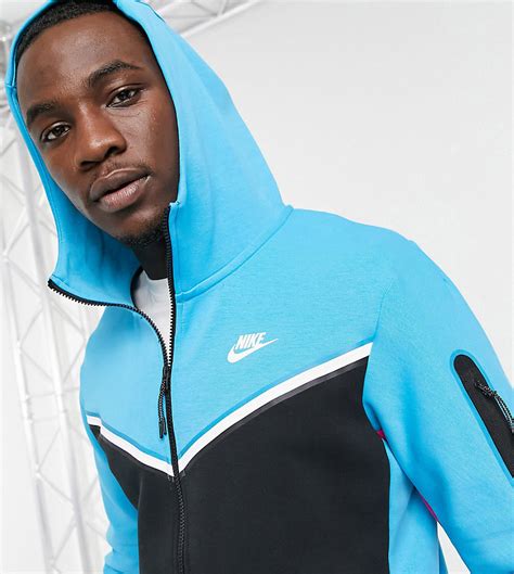 Nike Tall Tech Fleece Full Zip Color Block Hoodie In Blackblue Modesens