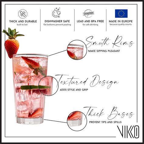 Vikko Drinking Glasses Set Of 6 Stackable Kitchen Glasses 11 Ounce Dishwasher Safe Highball