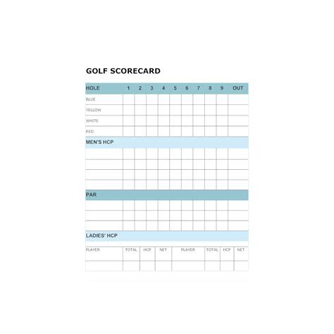 Golf Scorecard Template