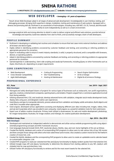 Web Developer Resume Examples And Template With Job Winning Tips