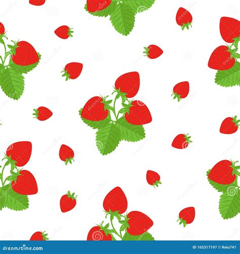 Strawberry Seamless Pattern On White Background Stock Vector