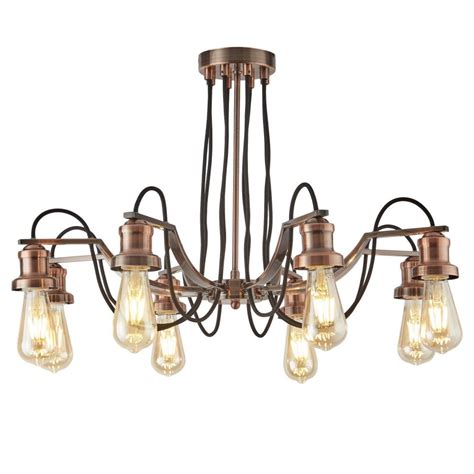 Olivia 8 Light Ceiling Fitting Black Braided Fabric Cable Antique