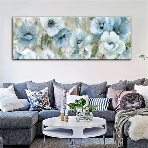 Contemporary Floral Wide Format Wall Art Oil Painting Modern Colorful