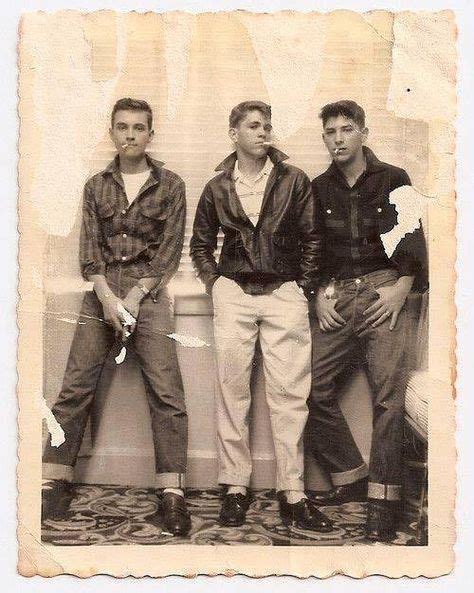 1950s Greasers With Images Mens Fashion Black And White Vintage