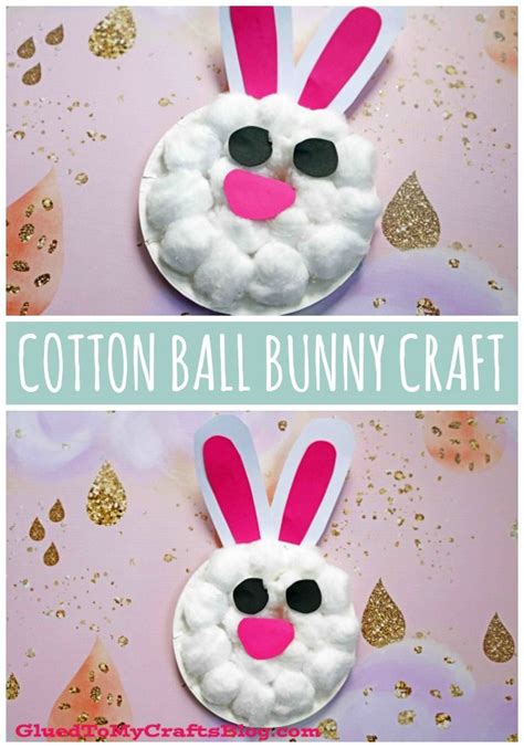 Two Pictures Of Cotton Ball Bunny Crafts With Text Overlay That Says