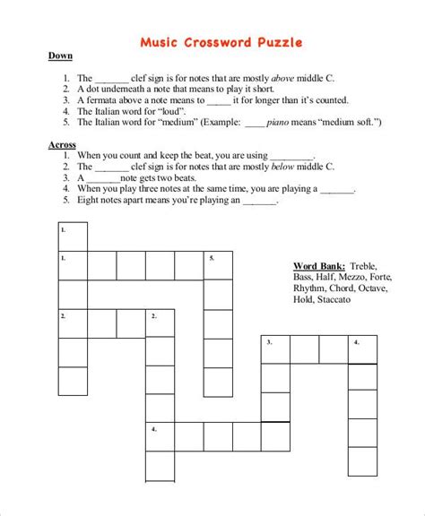 Printable Crosswords Music Printable Crossword Puzzles Pin By Jeff