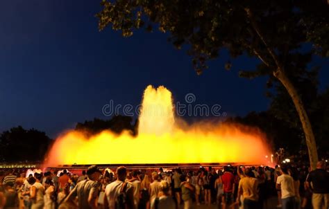 Barcelona Magic Fountain Of Montjuic Light Show Editorial Image Image Of Plaasect Plaza