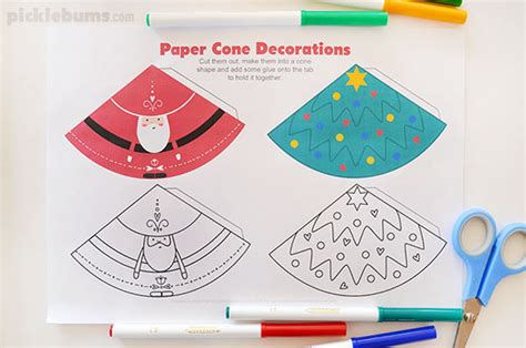 Paper Cone Christmas Decorations Free Printable Picklebums