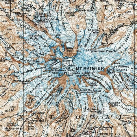Mount Rainier Map Historical Topographic Map 1928 Etsy