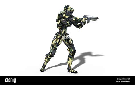 Army Robot Armed Forces Cyborg Military Android Soldier Shooting Gun