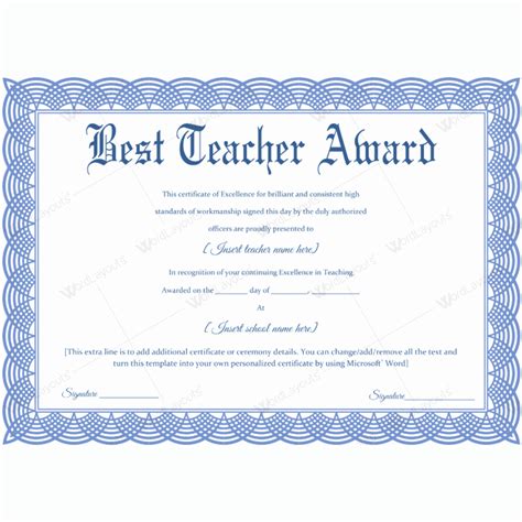 √ 20 Best Teacher Award Certificate ™ Dannybarrantes Template