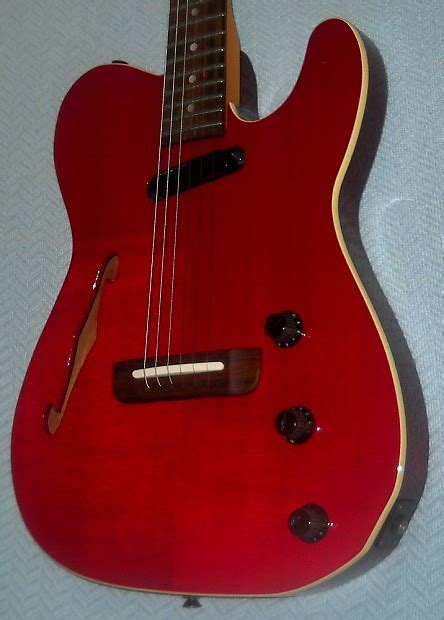 Fender Telecaster Thinline Hmt Tlac 100 1990 Crimson Trans Reverb