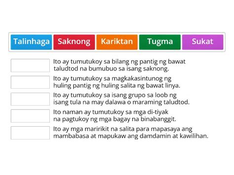 Elemento Ng Tula Match Up