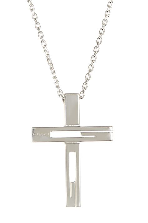 Gucci Sterling Silver Cutout Cross Pendant Necklace In Metallic Lyst