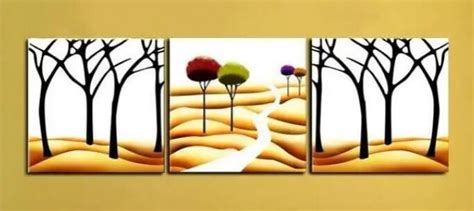 Handmade Abstract Modern 3 Panel Wall Art Tree Picture Oil Painting On