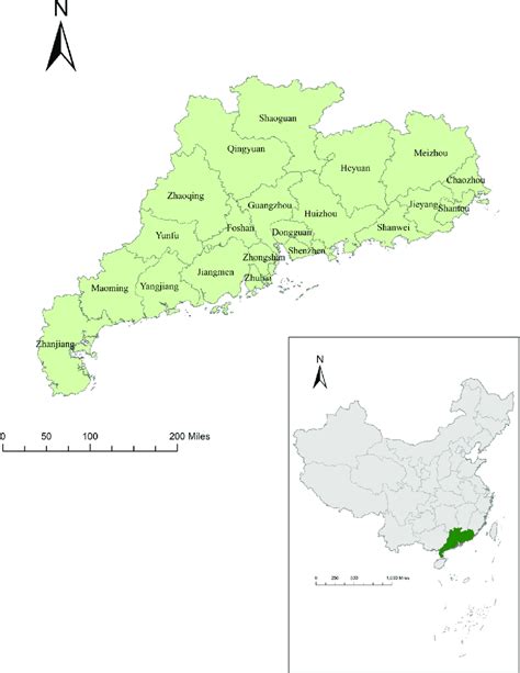 Location Of Guangdong Province In China Base Layers Of The Maps Were