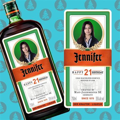 Personalised Jagermeister Label Jager Label Bottle Label Jagermeister