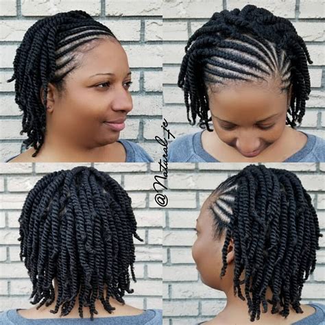 Short natural hairstyles with a twist. Cornrows and Twists. No added hair. #Natural_jc # ...
