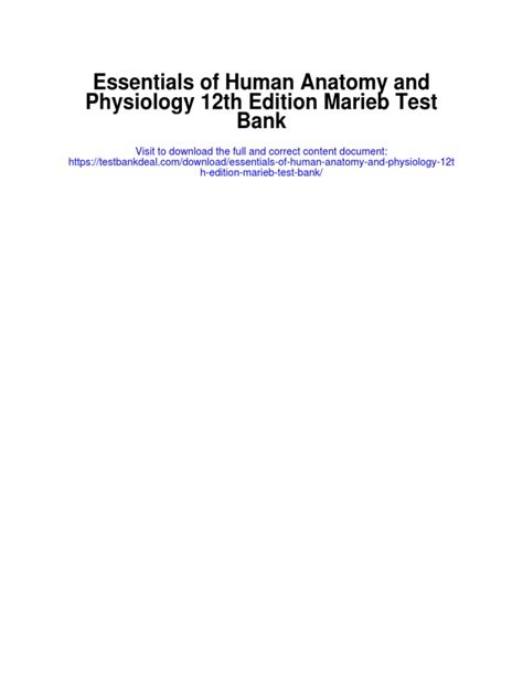Essentials Of Human Anatomy And Physiology 12th Edition Marieb Test
