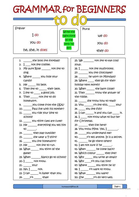 Grammar For Beginners To Do Worksheet Free Esl Printable Worksheets