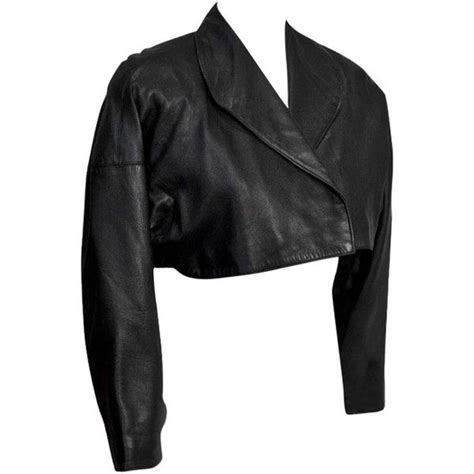 preowned early 1980s alaia black leather cropped jacket 695 liked on polyvore featuring