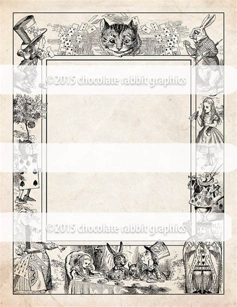 Alice In Wonderland Clip Art Border Printable Digital Download Etsy