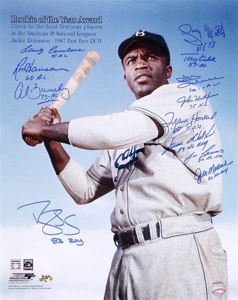 Jackie Robinson Rookie Of The Year 16x20 Photo Signed By 12 With Darryl Strawberry Al