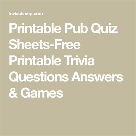 Printable Pub Quiz Sheets Free Printable Trivia Questions Answers