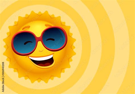 Vector Cartoon Happy Sun Character With Background To See The Other