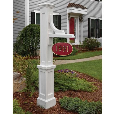 Mayne Woodhaven Address Sign Post in White-5812-W - The Home Depot