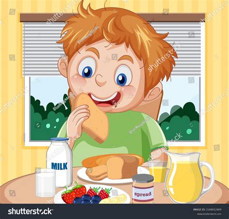 Eat Breakfast Clip Art Boy