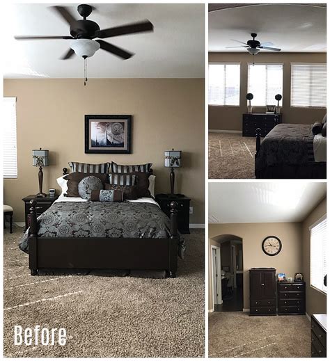 After renovation, the master bedroom was clad in pine planks and coated with a primer that lets the grain show through. Elegant Master Bedroom Makeover - Dark to Light - Randi ...