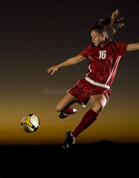 Female Soccer Player About To Kick The Ball Stock Image Image Of