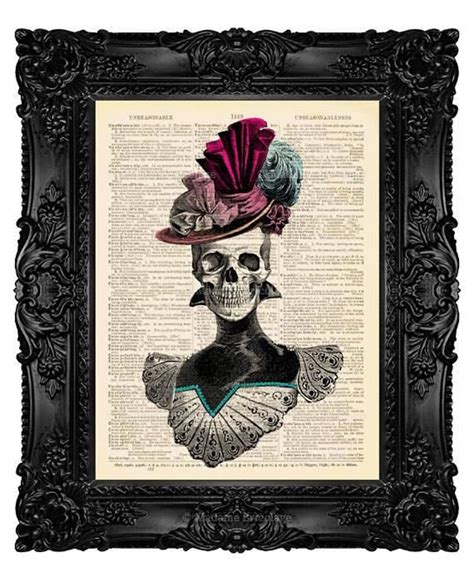 Skeletons Poster Victorian Lady Framing Print Gothic Horror Wall Decor