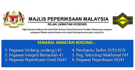 Pegawai teknologi maklumat gred f41 4. Jawatan Kosong di Majlis Peperiksaan Malaysia MPM ...