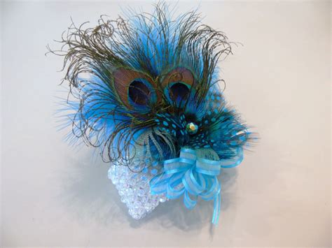 peacock feather corsage wristlet for prom or wedding in etsy feather flower flower corsage