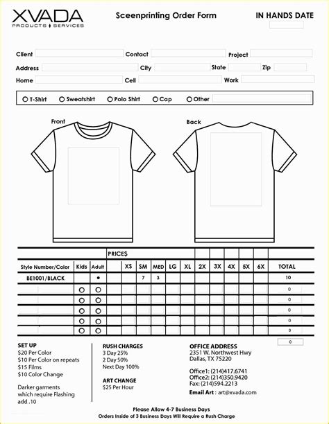 Free Form Templates Of Sample T Shirt Order Form Template Microsoft