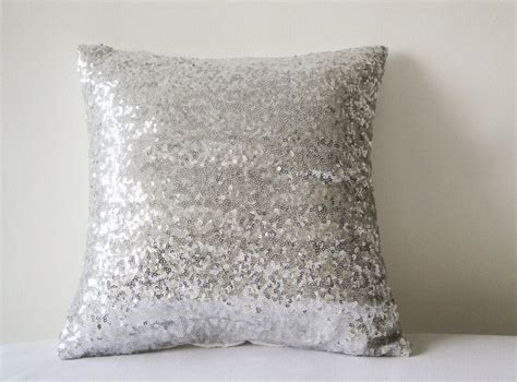 Shiny Silver Sequin Pillow Cover Silver Decorative Pillow