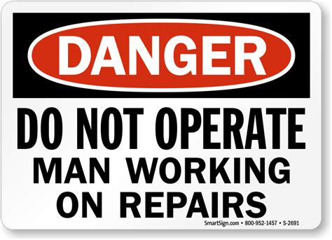 Danger Do Not Operate Man Working On Repairs Sign