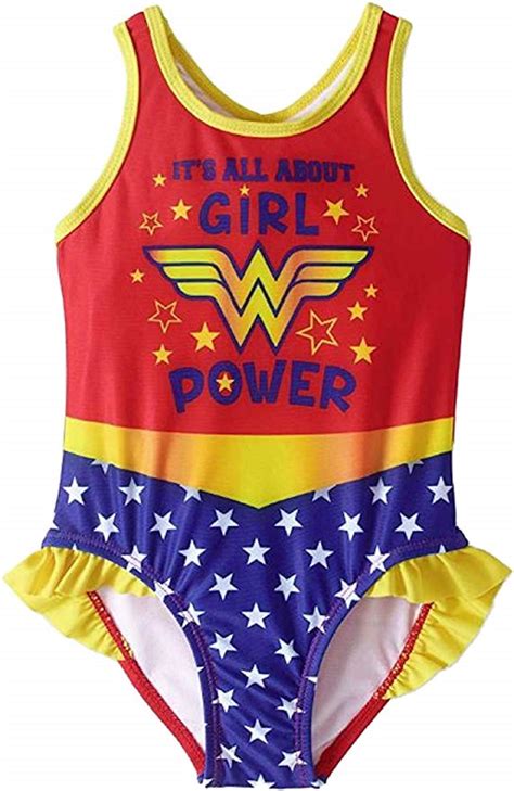 Wonder Woman Its All About Girl Power Toddler Girls Swimsuit Size 2t