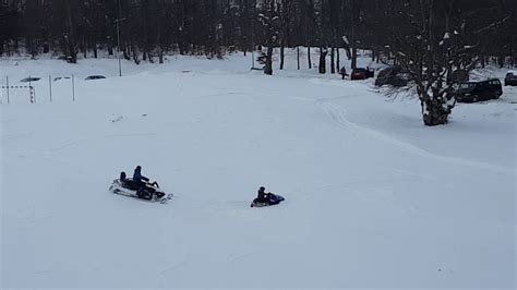 Kid Drives Snowmobile In Deep Snow And Stuck Small Yamaha
