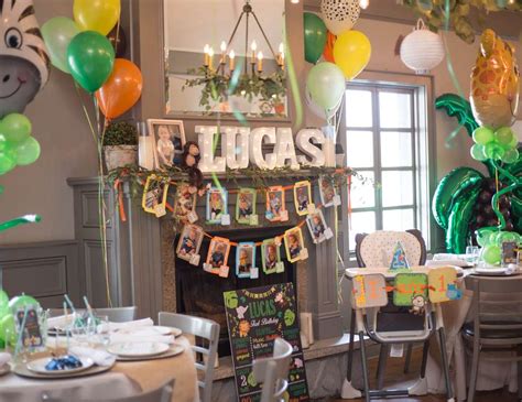 Foci cozi 148 pack jungle safari theme party decorations set：148 latex balloons, 12 green palm leaves, 1 banner 4 cake topper 16 feets arch balloon strip tape, 1 balloon tying tools safri party supplies favors for kids boys birthday baby shower decor. Jungle/Safari / Birthday "Lucas's Jungle/Safari 1st ...