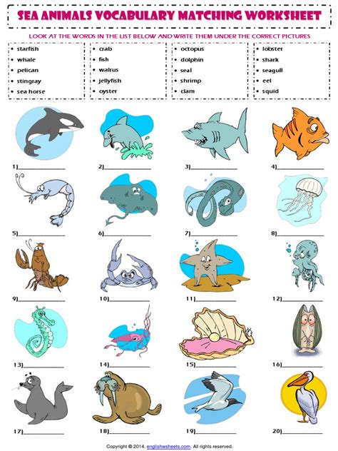 Sea Animals Online Pdf Worksheet Ocean Animals Worksheet 2