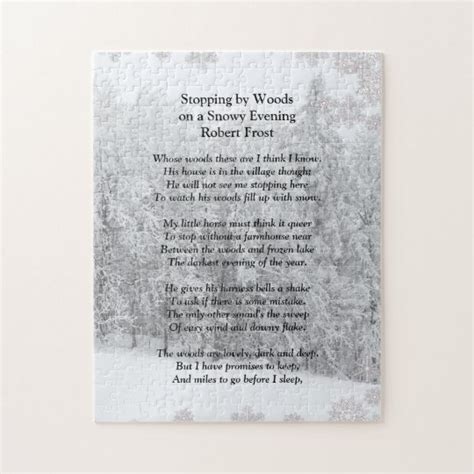 Stopping By Woods Snowy Evening Robert Frost Poem Jigsaw Puzzle