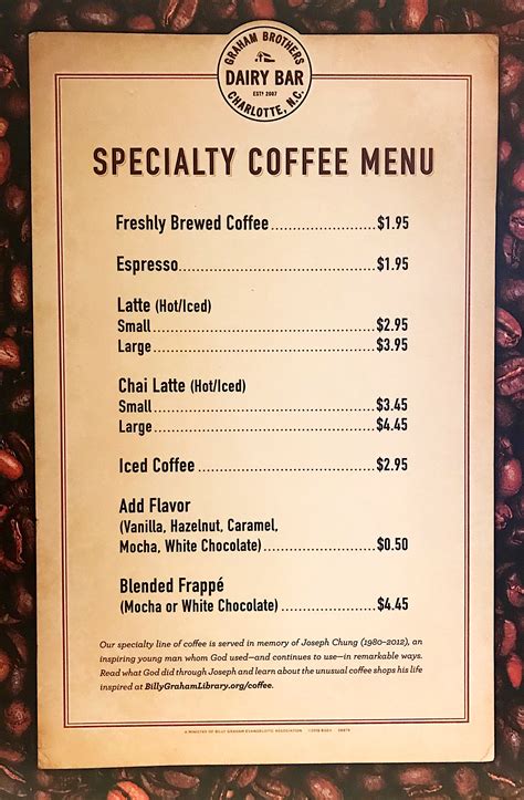 Specialty Coffee At The Graham Brothers Dairy Bar The Billy Graham