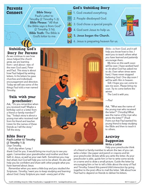 Pauls Letter To Timothy Parents Connect Page Childrens Bible