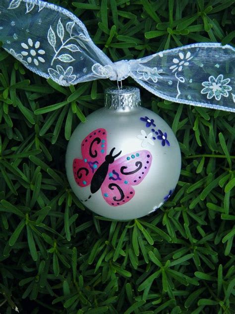 Purple Butterfly Ornament Personalized Hand Painted Bauble Etsy